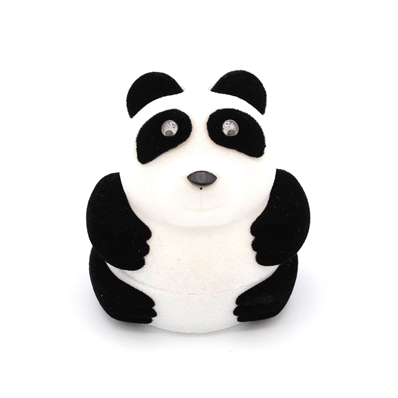 Krabička panda černobílá semišová