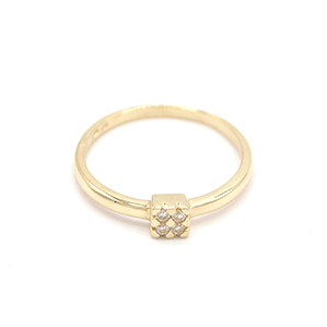 Zlatý prsten čtvereček se zirkony 1,53g