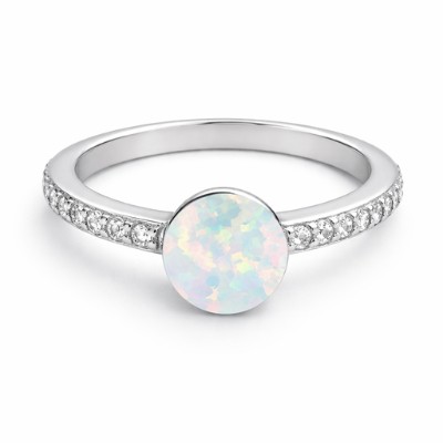 Prsten z bílého zlata s opálem a zirkony 2,40g