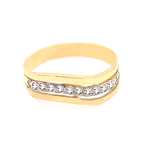 Zlatý prsten vlnka se zirkony 2,15g