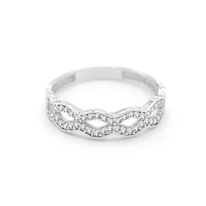 Prsten z bílého zlata, oka se zirkony 1,60g