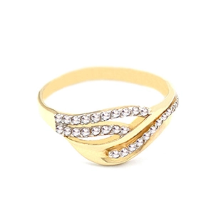 Zlatý prsten vlnky s pruhy zirkonů 1,83g