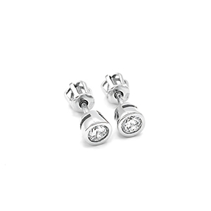 Náušnice z bílého zlata pecky se zirkonem 1,40g