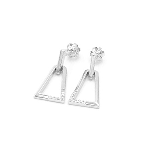 Náušnice z bílého zlata visací se zirkony na šroubek 2,68g