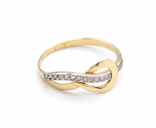 Zlatý prsten vlnky se zirkony 1,45g