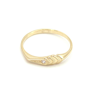 Zlatý prsten proužky se zirkonem 1,10g