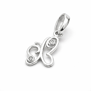 Přívěsek z bílého zlata, motýl se zirkony 0,40g