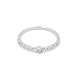 Prsten z bílého zlata, jemný se zirkony 0,95g