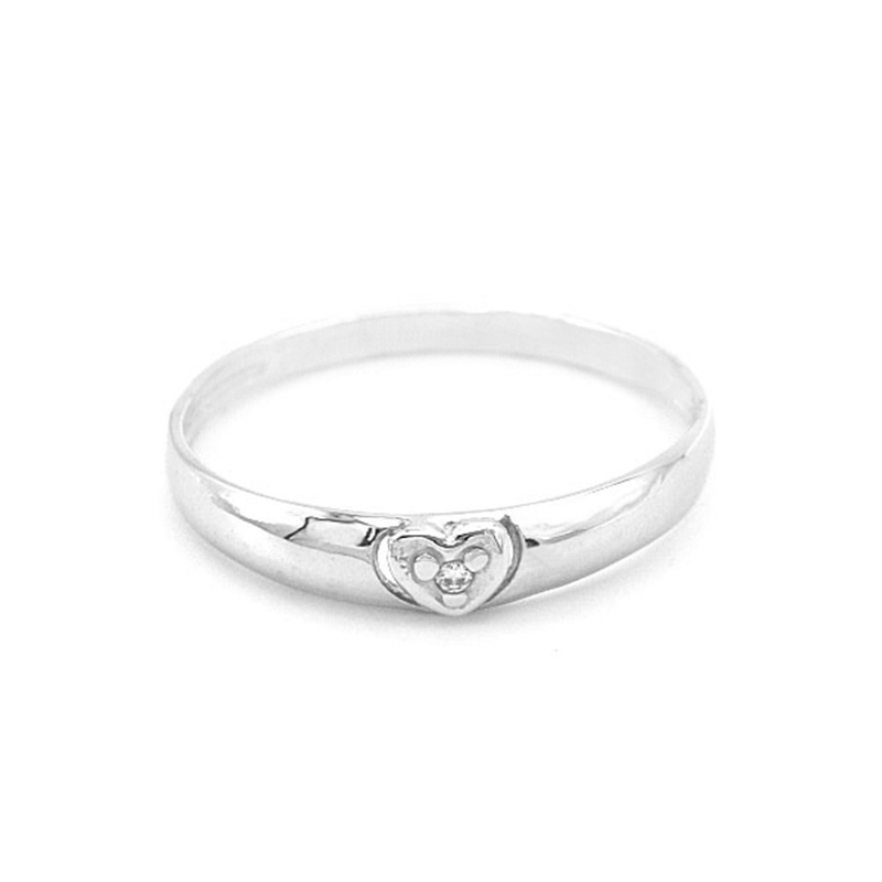 Prsten z bílého zlata, srdíčko se zirkonem 0,85g