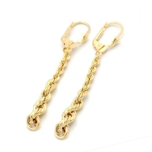 Zlaté visací náušnice Valis ze žlutého zlata – řetízkový design, zapínání na klips