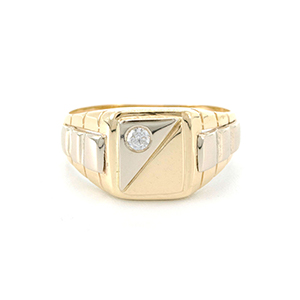 Zlatý pánský prsten se zirkonem dvě barvy zlata 4,90g