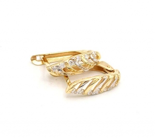 Zlaté náušnice proužky se zirkony dvě barvy zlata 1,77g 