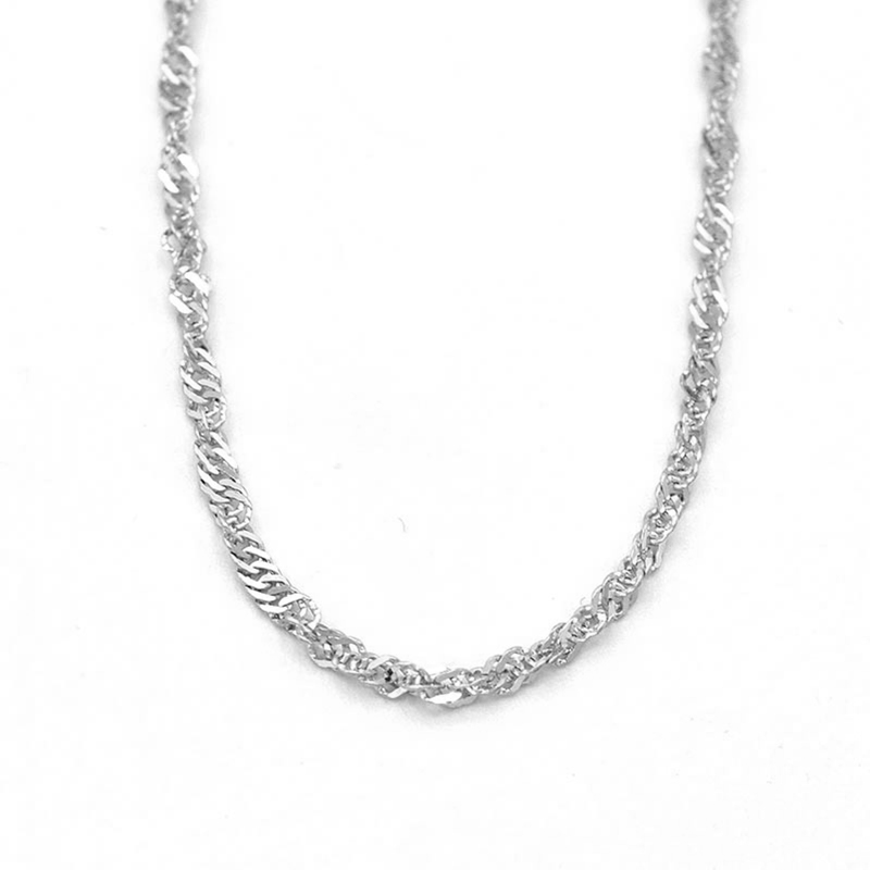 Dětský řetízek z bílého zlata, Singapore kroucený 2,11g 