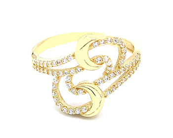 Zlatý prsten vlnky pestře zdobený zirkony 2,70g