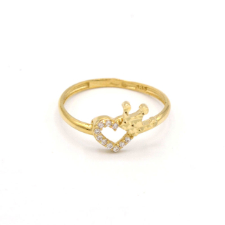 Zlatý prsten srdce s korunkou a zirkony 0,92g 