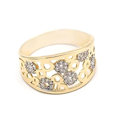 Zlatý prsten zdobený kolečky a zirkony 3,65g