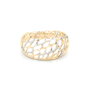 Zlatý prsten zdobený mřížkou dvě barvy zlata 3,05g