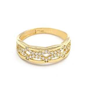 Zlatý prsten vlnky s oky se zirkony 2,40g