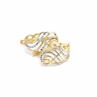 Zlaté náušnice vlnky zdobené dvě barvy zlata 1,86g