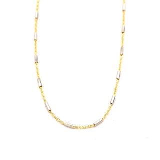 Zlatý řetízek Anker zdobený válečky dvě barvy zlata 1,70g