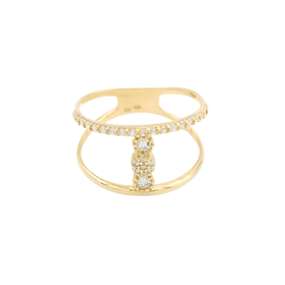 Zlatý prsten dvojitý se zirkony 2,45g