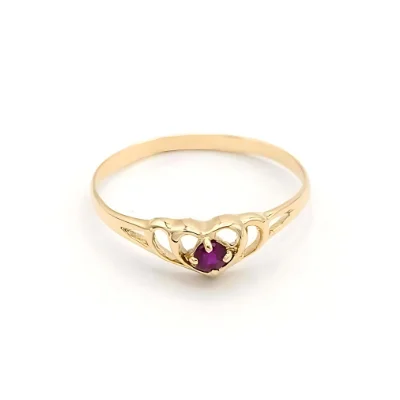 Zlatý prsten srdíčko s červeným kamínkem 1,00g