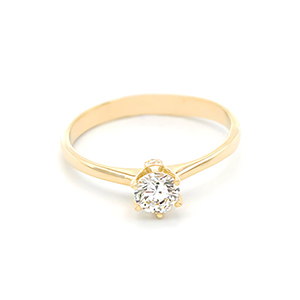 Zlatý zásnubní prsten s čirým zirkonem 1,70g