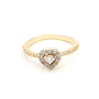 Zlatý prsten srdce se zirkony 2,45g