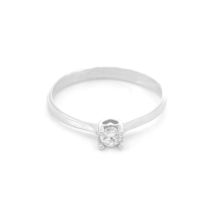 Zásnubní prsten z bílého zlata, se zirkonem a srdíčkem 1,10g