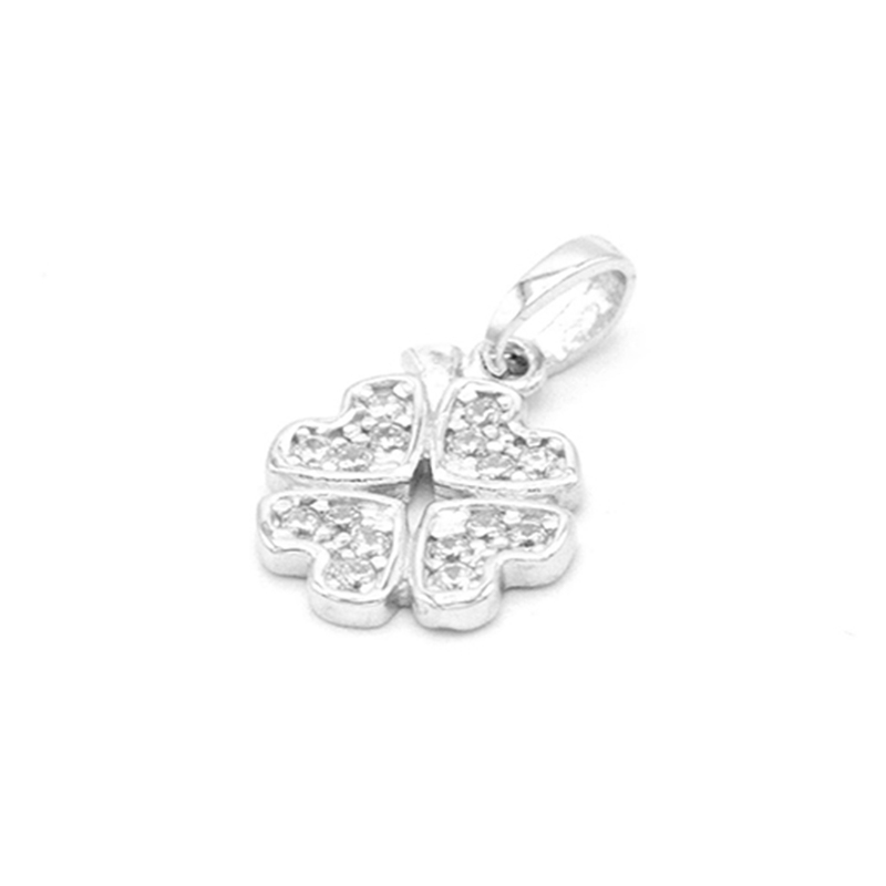 Přívěsek z bílého zlata, čtyřlístek se zirkony 1,32g