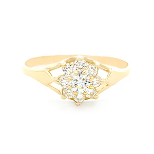 Zlatý prsten kytka ze zirkonů 1,70g