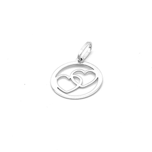 Přívěsek z bílého zlata, srdíčka v kolečku 0,35g
