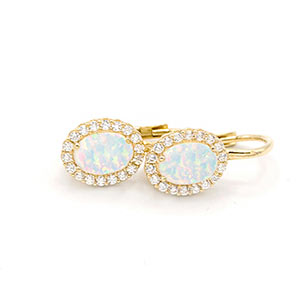 Zlaté náušnice s opálem a zirkony 2,40g