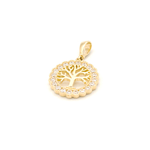Zlatý přívěsek strom života zdobený zirkony 1,33g