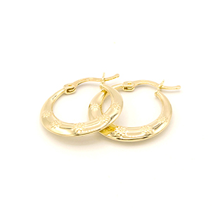 Zlaté náušnice kruhy zdobené kytičkami 2,20g