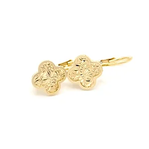 Zlaté náušnice čtyřlístky se zdobením 1,80g
