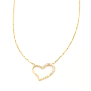 Zlatý řetízek se srdíčkem zdobeným zirkony 2,00g