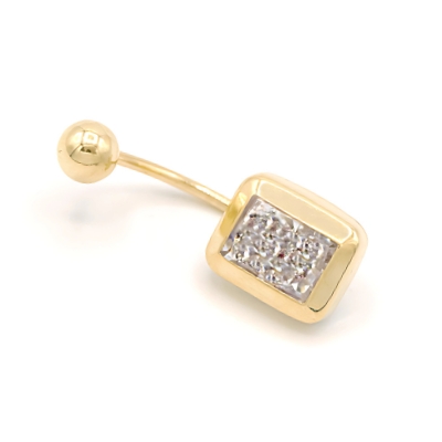 Zlatý piercing obdelník se zirkonem 1,52g