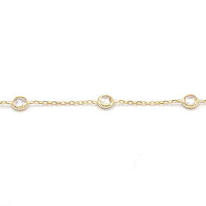 Zlatý řetízek na nohu zdobený zirkony 1,80g