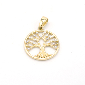 Zlatý přívěsek strom života zdobený dvě barvy zlata 1,35g
