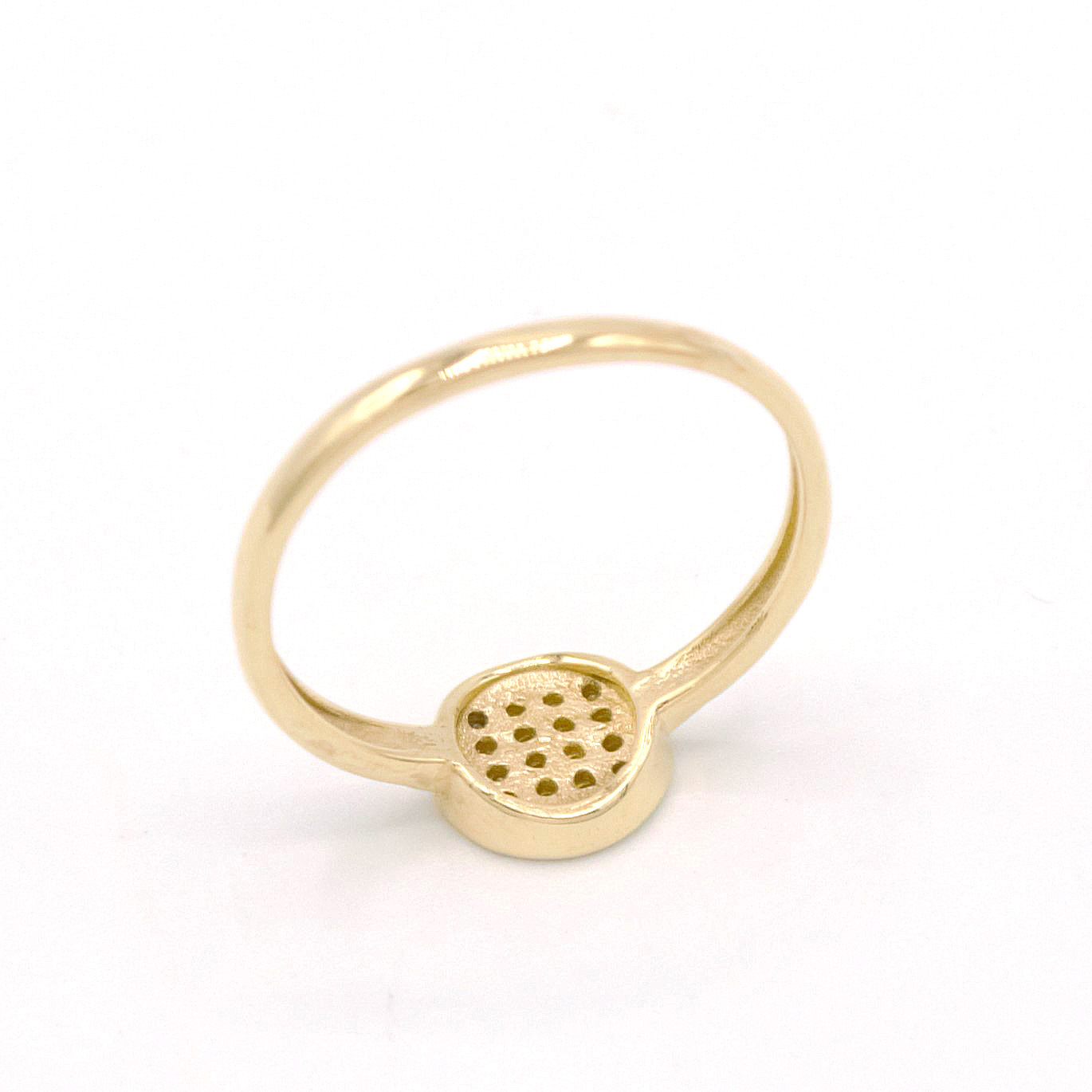 Zlatý prsten kulatý se čtverečkem ze zirkonů 2,57g