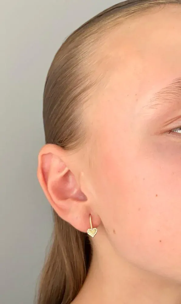 Zlaté náušnice srdíčka se zirkony 1,95g