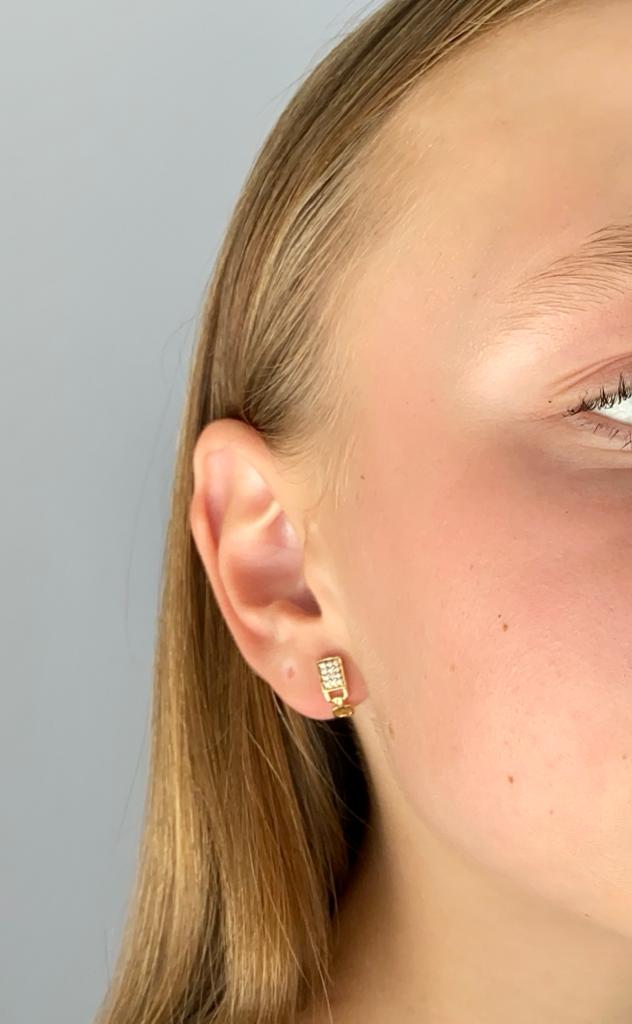 Zlaté náušnice se zirkony na šroubek 2,15g