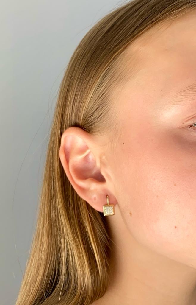 Zlaté náušnice čtverečky se zirkony 2,80g