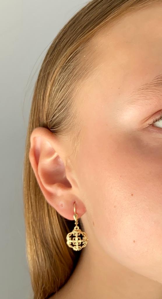 Zlaté náušnice visací pestře zdobené 2,80g