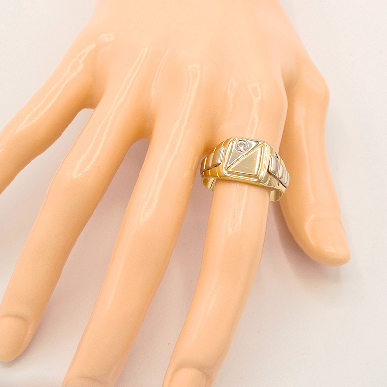 Zlatý pánský prsten se zirkonem dvě barvy zlata 5,20g