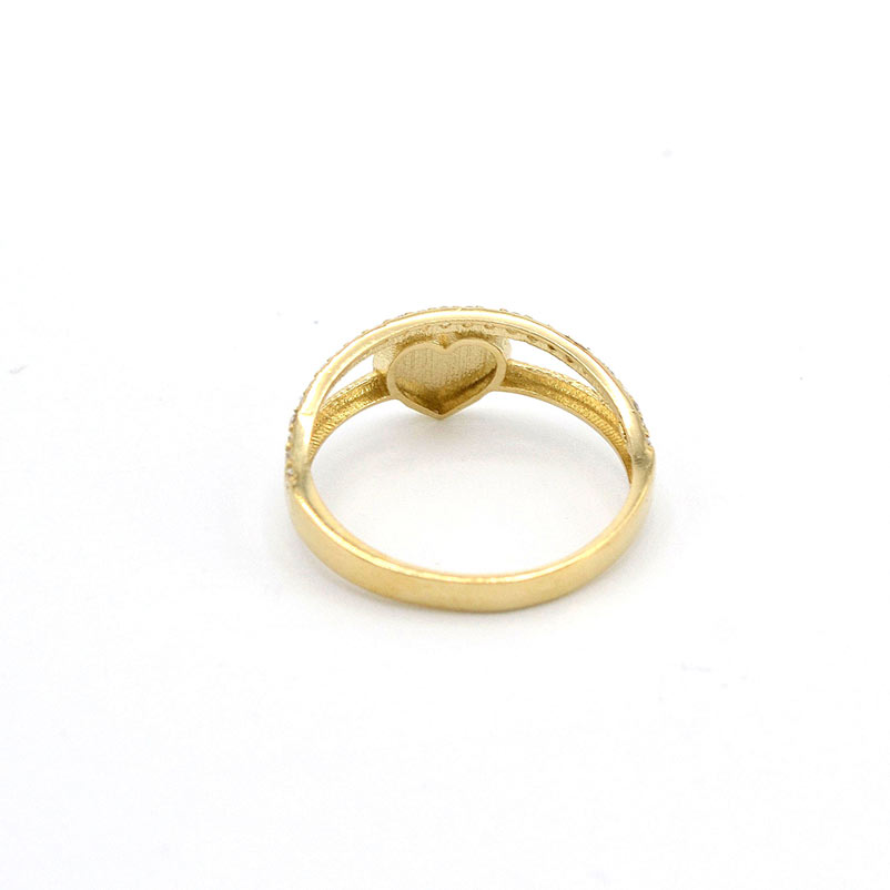 Zlatý prsten srdce a pruh zirkonů 1,55g