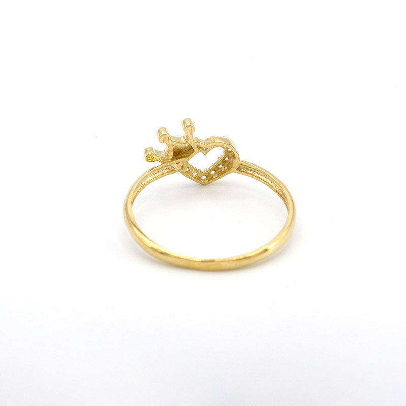 Zlatý prsten srdce s korunkou a zirkony 0,95g 