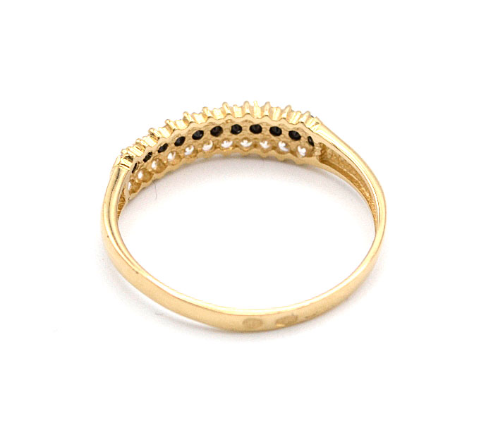 Zlatý prsten s černými a bílými kamínky 1,58g