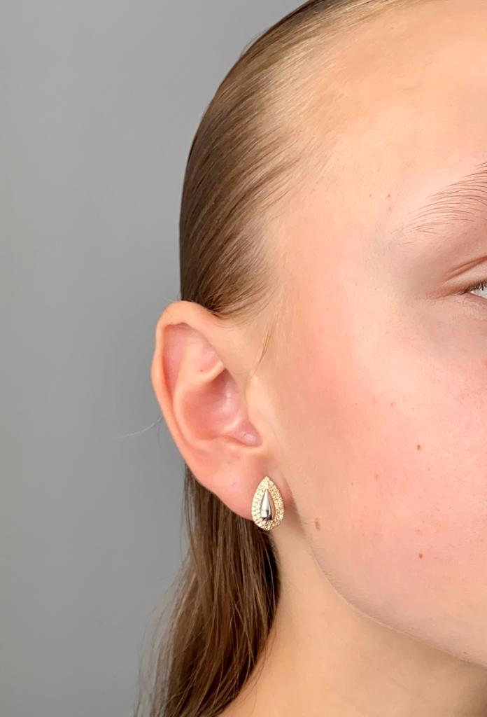 Zlaté náušnice se zirkony dvě barvy zlata 2,70g